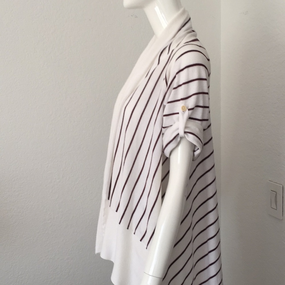Bcbg Maxazria striped wrap sweater. White brown